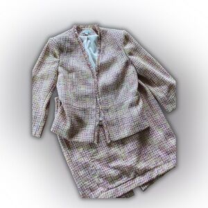 Tahari Pink Tweed Blazer and Skirt Set